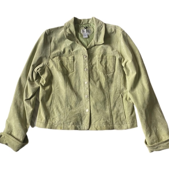 Vintage Live a Little Green Leather Jacket - Picture 3 of 4